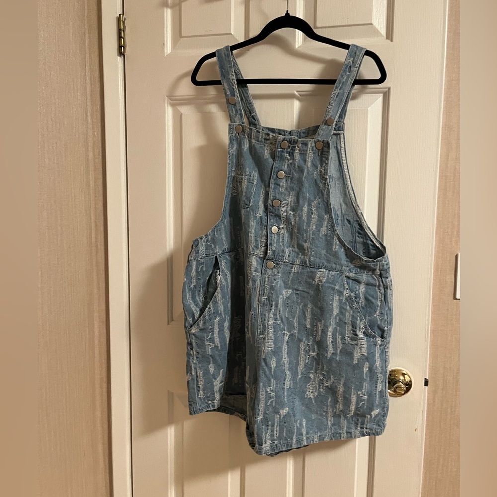 Distressed Overall Shorts